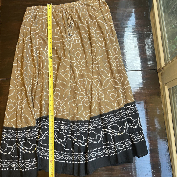 White Stag Maxi Skirt White Sequin Brown Cotton Boho Woman’s Size XL Vintage 90s - Picture 8 of 11